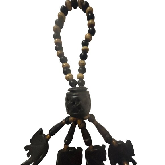 Vintage Pier One 8 Hand Carved Elephant-Themed Beaded Napkin Rings Dining - Picture 7 of 12